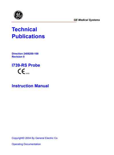 Техническое руководство, Technical manual на Диагностика Зонд УЗИ I739-RS Probe