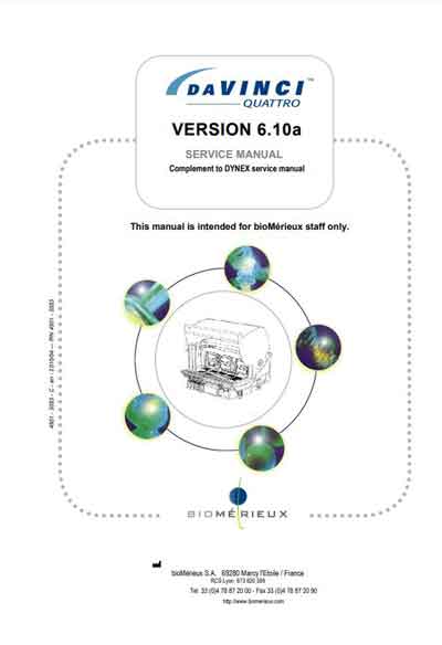 Сервисная инструкция, Service manual на Анализаторы Davinci Quattro