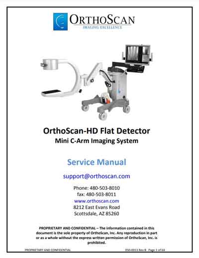 Сервисная инструкция, Service manual на Рентген HD Flat Detector Mini C‐arm [OrthoScan]
