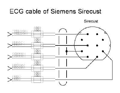 Схема электрическая, Electric scheme (circuit) на Диагностика-ЭКГ Кабель отведений реанимационного монитора Sirecust