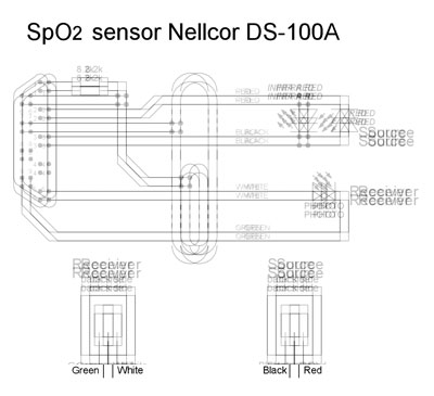Схема электрическая, Electric scheme (circuit) на Диагностика Датчик сатурации кислорода DS-100A фирмы Nellcor