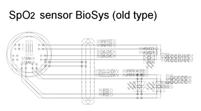 Схема электрическая, Electric scheme (circuit) на Мониторы Датчик сатурации кислорода BioSys (старых моделей)