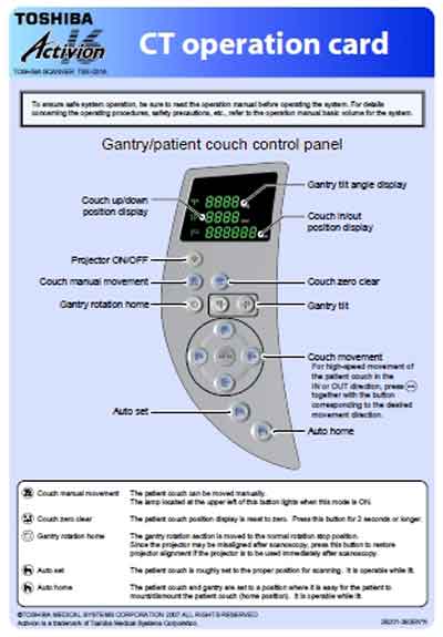 Инструкция пользователя User manual на Activion 16 TSX-031A (CT Operation card) [Toshiba]
