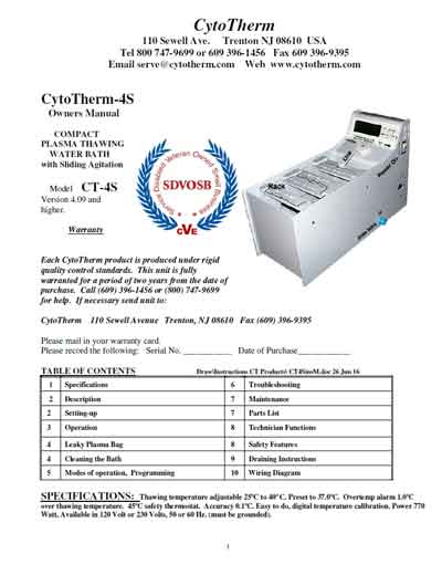 Инструкция пользователя User manual на CytoTherm-4S [---]