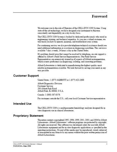 Инструкция пользователя, User manual на Анализаторы Cell-Dyn 3200