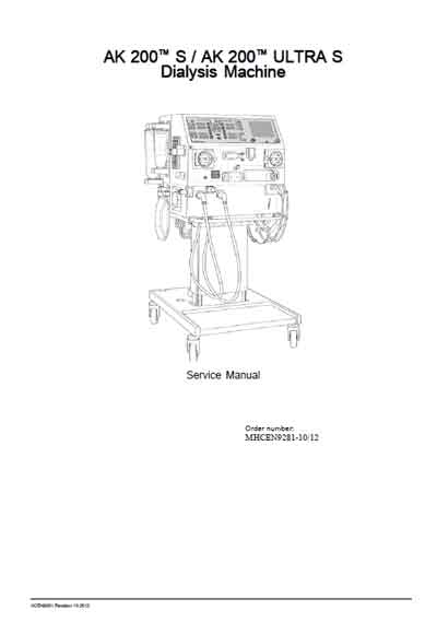 Сервисная инструкция, Service manual на Гемодиализ AK 200S & AK 200 ULTRA S