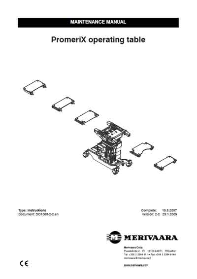 Инструкция по техническому обслуживанию, Maintenance Instruction на Хирургия Операционный стол PromeriX