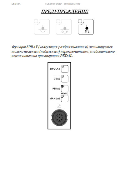 Инструкция по эксплуатации, Operation (Instruction) manual на Хирургия Электрохирургический прибор SURTRON-240HP, 380HP