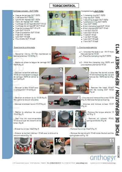 Инструкция, руководство по ремонту Repair Instructions на TORQ Control - Ключ динамометрический [Anthogyr]