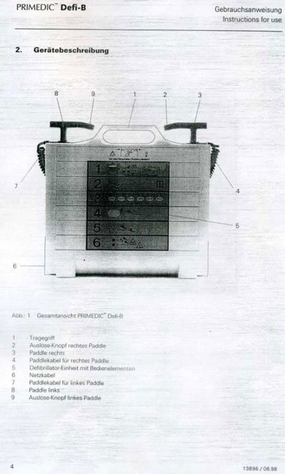 Инструкция пользователя User manual на Дефибриллятор Defi-B [Primedic]