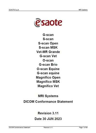 Техническая документация, Technical Documentation/Manual на Диагностика-УЗИ G-scan, S-scan, O-scan, Vet-MR Magnifico (MRI Systems, DICOM)