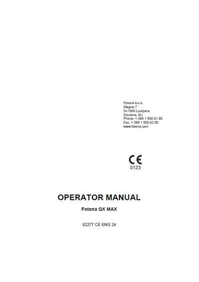 Инструкция оператора Operator manual на Fotona QX MAX (Fotona) [---]