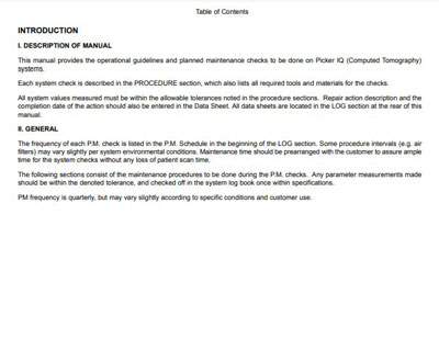 Техническая документация Technical Documentation/Manual на CT Scanner IQ (Planned maintenance checks) [Picker]