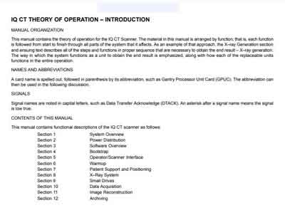 Техническое описание Technical description на CT Scanner IQ [Picker]