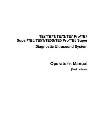 Инструкция оператора, Operator manual на Диагностика-УЗИ TE7, TE5 Basic Volume