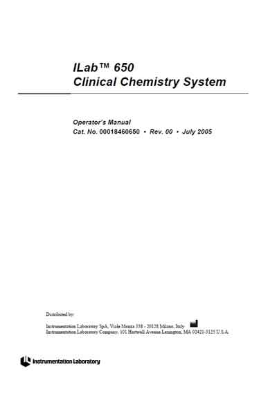 Инструкция оператора, Operator manual на Анализаторы ILab 650