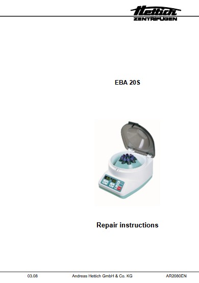 Инструкция, руководство по ремонту Repair Instructions на Eba 20S [Hettich]