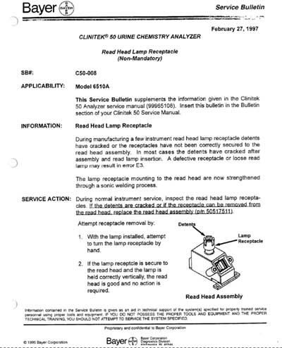 Сервисная инструкция, Service manual на Анализаторы Анализатор мочи Clinitek 50