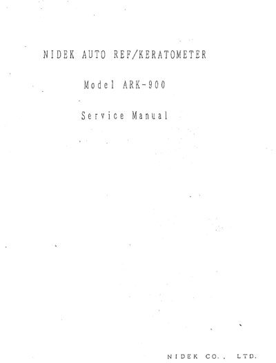 Сервисная инструкция Service manual на Авторефкератометр ARK-900 [Nidek]