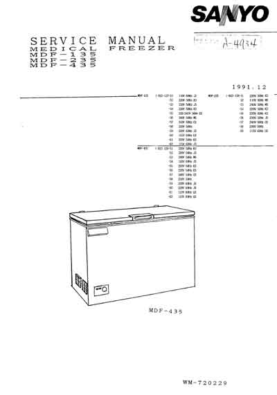 Сервисная инструкция Service manual на Медицинские морозильники MDF-135, 235, 435 [Sanyo]