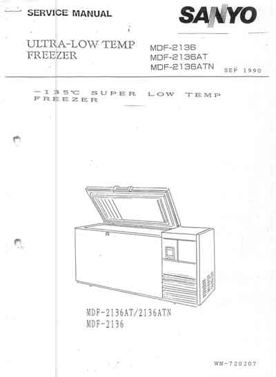 Сервисная инструкция Service manual на Медицинские морозильники MDF-2136 AT, ATN [Sanyo]