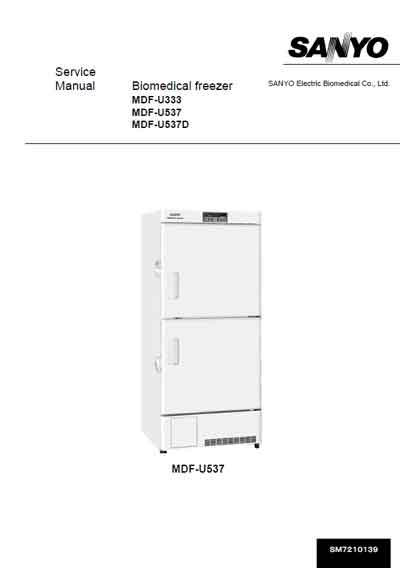 Сервисная инструкция Service manual на Медицинские морозильники MDF-U333, U537 D [Sanyo]