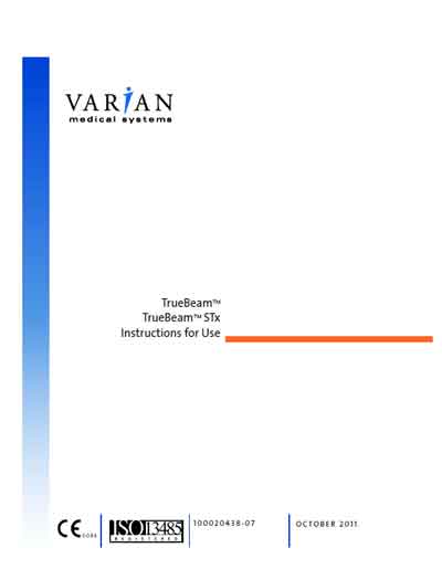 Инструкция пользователя User manual на Линейный ускоритель Trubeam, Truebeam Stx [Varian]