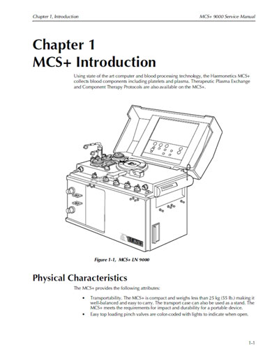 Сервисная инструкция Service manual на MCS+9000 (для плазмофореза) [Haemonetics]