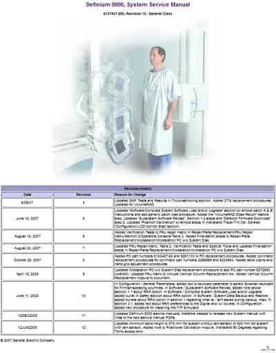 Инструкция по установке и обслуживанию Servise and Installation manual на Definium 8000 [General Electric]