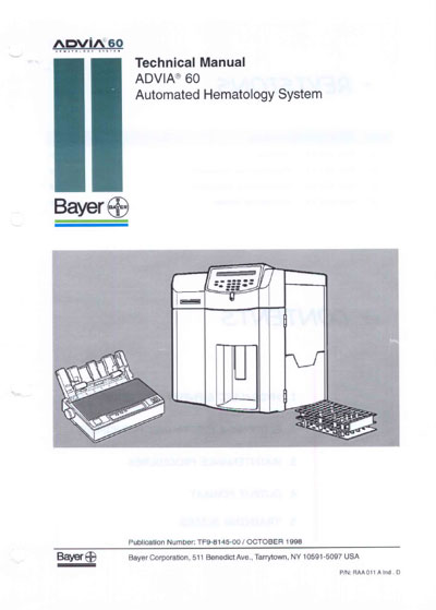 Техническая документация, Technical Documentation/Manual на Анализаторы Advia 60