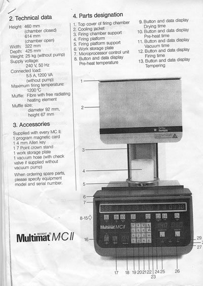 Инструкция по эксплуатации Operation (Instruction) manual на Электропечь муфельная Multimat MC II (Biodent) [---]