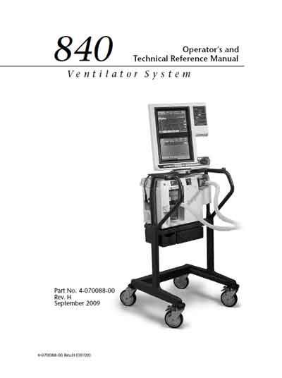 Техническое описание, инструкция по эксплуат. Technical description, instructions на 840 (Rev. H September 2009) [Nellcor Puritan Bennett]