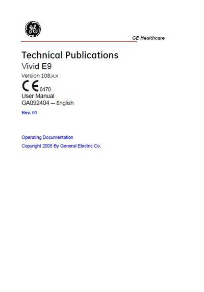 Инструкция по эксплуатации, Operation (Instruction) manual на Диагностика-УЗИ Vivid E9 Version 108.x.x
