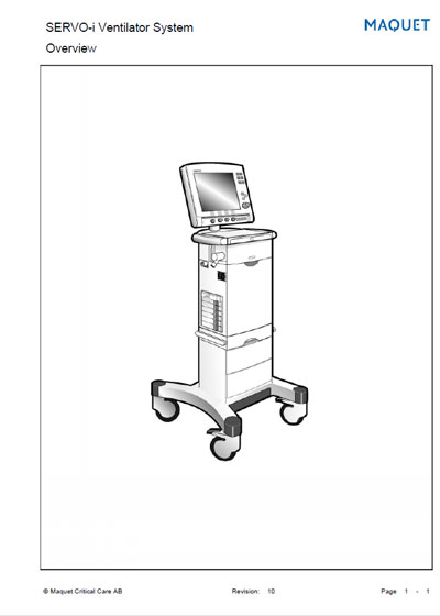 Техническая документация Technical Documentation/Manual на Servo-i Ventilator System Overvien Rev.10 [Maquet]