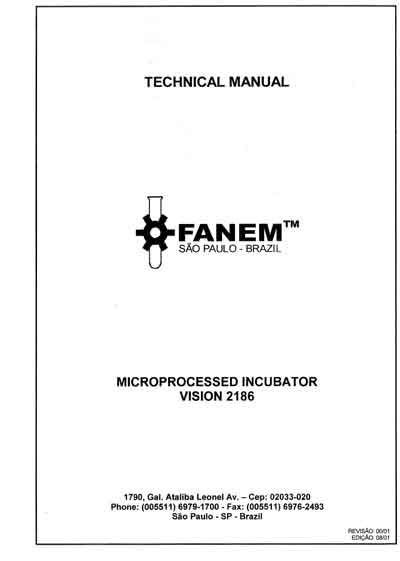 Техническая документация, Technical Documentation/Manual на Инкубатор Vision 2186 Rev. 00/01