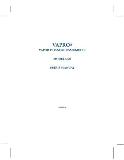 Инструкция пользователя User manual на Осмометр Model 5520 (Vapro) [---]