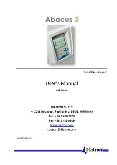 Руководство пользователя, Users guide на Анализаторы Abacus 3