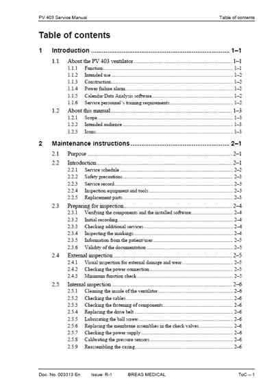 Сервисная инструкция Service manual на PV 403 [Breas Medical]