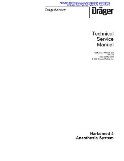 Сервисная инструкция Service manual на Narkomed 4 [Drager]