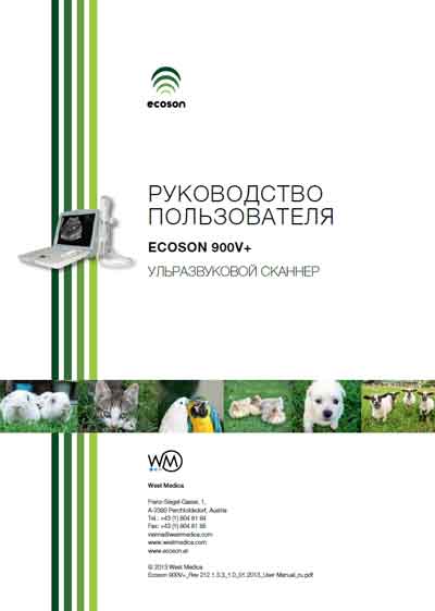 Руководство пользователя, Users guide на Диагностика-УЗИ Ecoson 900V+ (WestMedica)