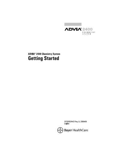 Инструкция оператора, Operator manual на Анализаторы Advia 2400 - Getting Started