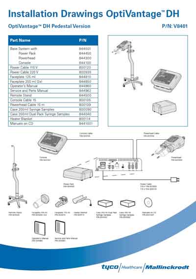 Инструкция по установке Installation Manual на Инъекционный аппарат OptiVantage DH [Mallinckrodt]