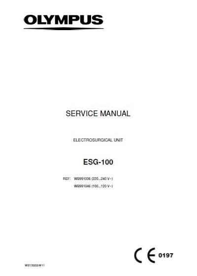 Сервисная инструкция, Service manual на Хирургия Электрохирургическая установка ESG-100