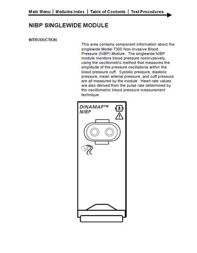 Техническая документация Technical Documentation/Manual на Dinamap NIBP Module singlewide [Critikon]