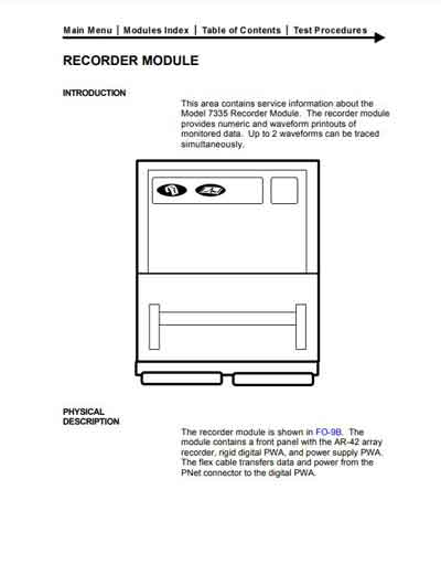 Техническая документация, Technical Documentation/Manual на Мониторы Dinamap Recorder Module - Model 7335