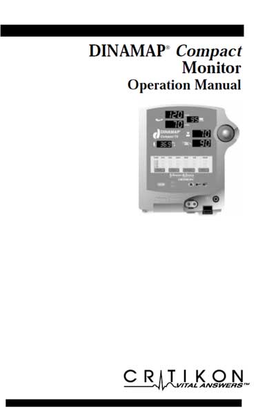 Инструкция по эксплуатации Operation (Instruction) manual на Dinamap Compact TS, T, S, BP [Critikon]