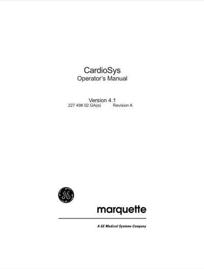 Инструкция оператора, Operator manual на Мониторы CardioSys Version 4.1 Rev A (Marquette)