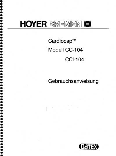 Инструкция пользователя User manual на Cardiocap CC-104, CCI-104 [Datex-Ohmeda]