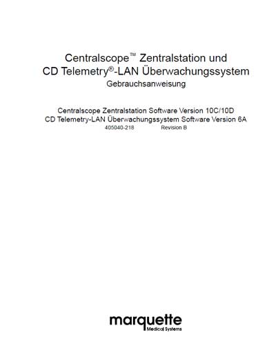 Инструкция пользователя User manual на Centralscope (Marquette) [General Electric]