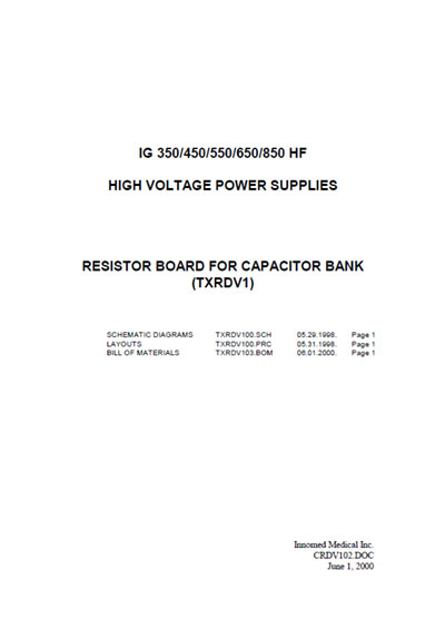 Схема электрическая, Electric scheme (circuit) на Рентген Resistor board for capacitor bank TXRDV1 (CRDV102)